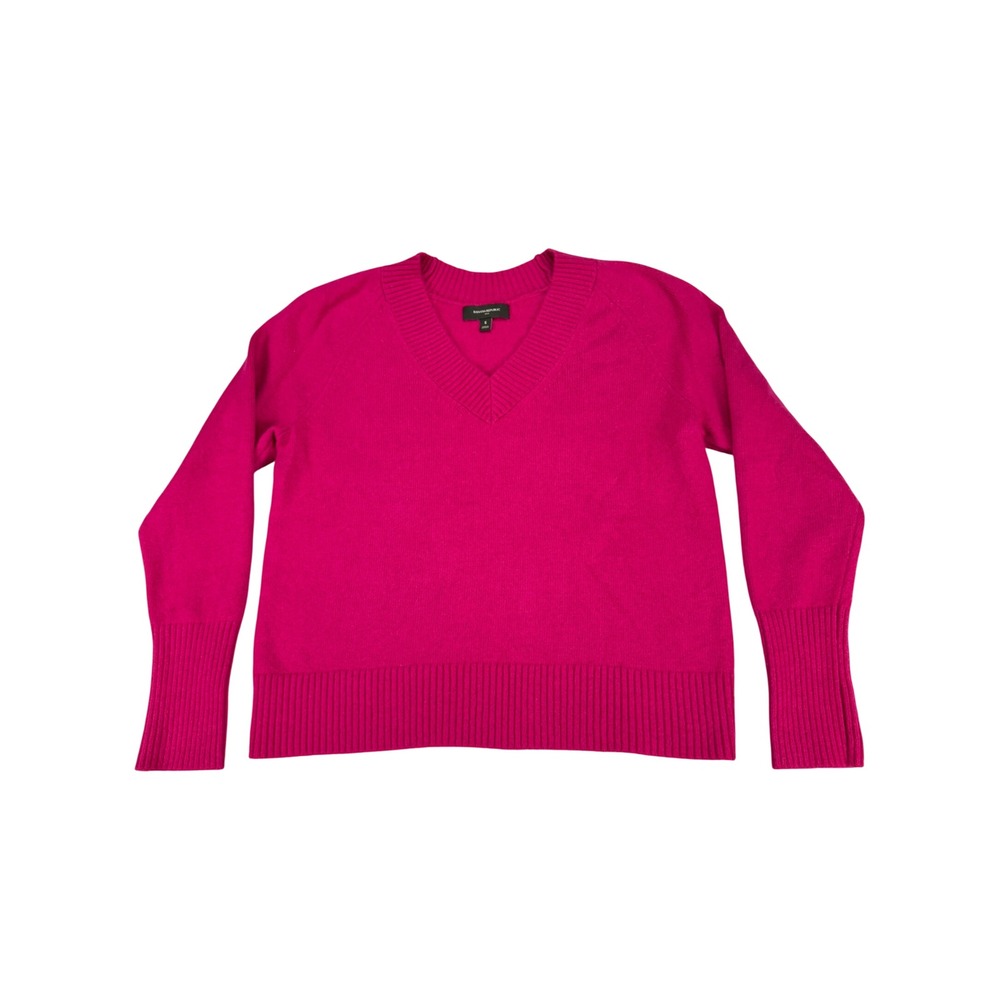 Banana Republic Magenta Pink V-Neck Cotton Wool Blend Sweater Small